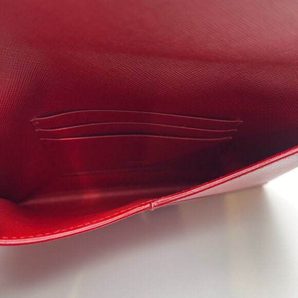 Prada Red Saffiano Slim Leather Envelope Clutch Wallet - Preowned - Picture 11 of 13